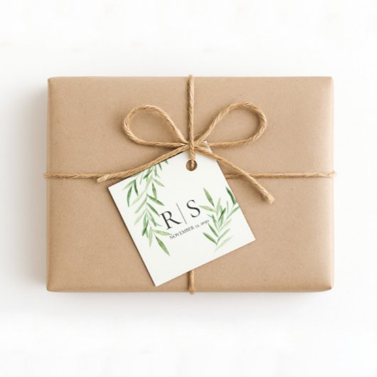 水エレガント色ウィローブライダルシャワーモノグラム フェイバータグ