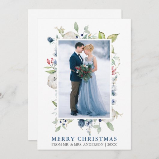 水エレガント色ウィンターブルーフローラ新着 シーズンカード (正面/裏面)