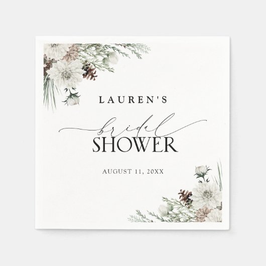 水エレガント色ウィンターボホブライダルシャワー スタンダードカクテルナプキン (正面)