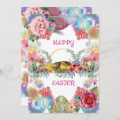水エレガント色エッグイースターシックバニーフローラ シーズンカード (正面/裏面)