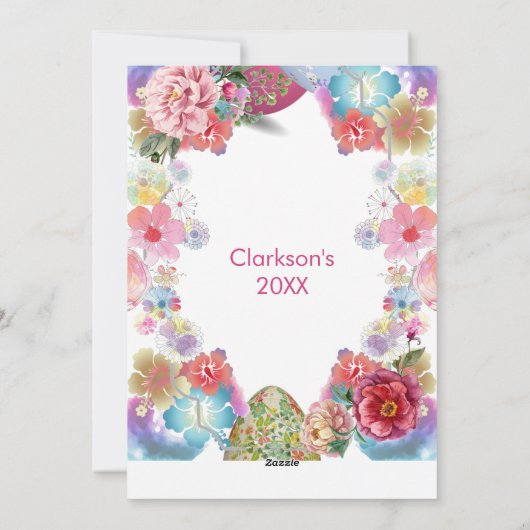 水エレガント色エッグイースターシックバニーフローラ シーズンカード (裏面)