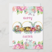 水エレガント色エッグイースターシックフローラリース シーズンカード (正面)
