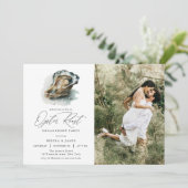 水エレガント色オイスターロースト婚約パーティ 招待状 (スタンド正面)