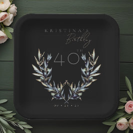 水エレガント色オリーブブランチANY誕生日 ペーパープレート