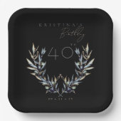 水エレガント色オリーブブランチANY誕生日 ペーパープレート (正面)