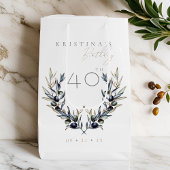 水エレガント色オリーブブランチANY誕生日 ミディアムペーパーバッグ