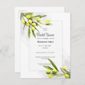 水エレガント色オリーブ枝ブライダルシャワー インビテーションポストカード (正面/裏面)