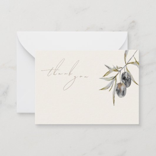水エレガント色オリーブ枝記念ありがとう ノートカード (正面)