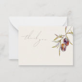 水エレガント色オリーブ枝記念ありがとう ノートカード (正面)