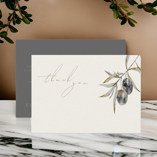 水エレガント色オリーブ枝記念ありがとう ノートカード
