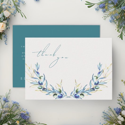 水エレガント色オリーブ枝記念ありがとう ノートカード