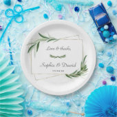 水エレガント色オリーブ緑の金ゴールド結婚 ペーパープレート (パーティー)