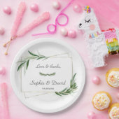 水エレガント色オリーブ緑の金ゴールド結婚 ペーパープレート (パーティー)