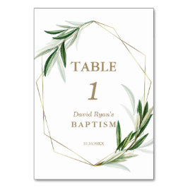 水エレガント色オリーブ葉金ゴールド洗礼 テーブルナンバー
