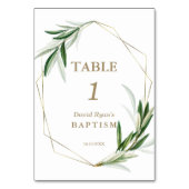 水エレガント色オリーブ葉金ゴールド洗礼 テーブルナンバー (裏面)