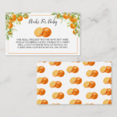 水エレガント色オレンジと花の本ベビー エンクロージャーカード (正面/裏面)