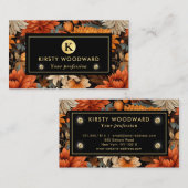 水エレガント色オレンジと茶色の紅葉 名刺 (正面/裏面)
