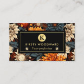 水エレガント色オレンジと茶色の紅葉 名刺 (正面)