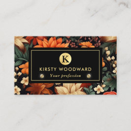 水エレガント色オレンジと茶色の紅葉 名刺