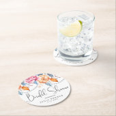 水エレガント色オレンジフローラブライダルシャワー ラウンドペーパーコースター (インサイチュ)