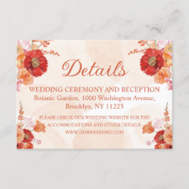 水エレガント色オレンジフローラ結婚詳細 エンクロージャーカード