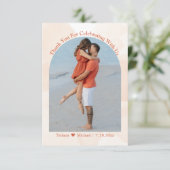 水エレガント色オレンジ色のフローラ新婚の写真 サンキューカード (スタンド正面)