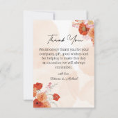 水エレガント色オレンジ色のフローラ新婚の写真 サンキューカード (裏面)