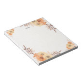 水エレガント色オレンジ色の花のパーソナライズ ノートパッド (アングル)