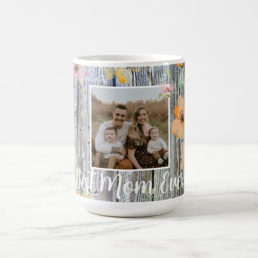 水エレガント色オレンジ色の野花バーウッド母 コーヒーマグカップ (中央)