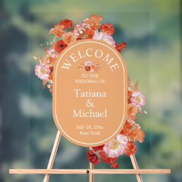 水エレガント色オレンジ色フローラ歓迎結婚品 アクリルサイン