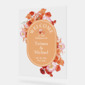 水エレガント色オレンジ色フローラ歓迎結婚品 アクリルサイン (傾斜)