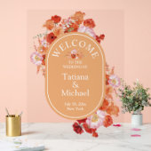 水エレガント色オレンジ色フローラ歓迎結婚品 アクリルサイン (ウェディング)