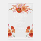 水エレガント色オレンジ色フローラ歓迎結婚品 アクリルサイン (正面)