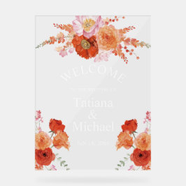 水エレガント色オレンジ色フローラ歓迎結婚品 アクリルサイン