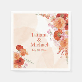 水エレガント色オレンスタイリッシュ結婚ジ花 スタンダードカクテルナプキン