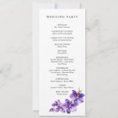 水エレガント色オーキッド結婚式プログラムカード (裏面)