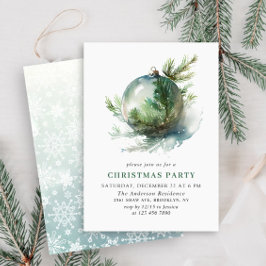 水エレガント色オーナメントクリスマスパーティー 招待状