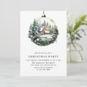 水エレガント色オーナメントクリスマスパーティー 招待状 (スタンド正面)