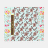 水エレガント色カスタマイズ花 フリースブランケット (正面(横))