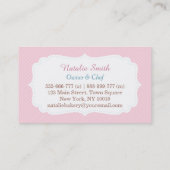 水エレガント色カップケーキパティスリーピンク 名刺 (裏面)