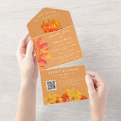 水エレガント色カボチャフローラ結婚式RSVP オールインワン招待状 (貼ってはがせる)