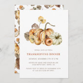 水エレガント色カボチャ感謝祭ディナー 招待状 (正面/裏面)