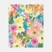 水エレガント色カラフル春フローラ フリースブランケット (正面)