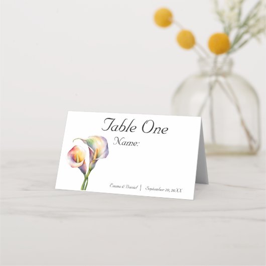 水エレガント色カラリライロマンチックフローラ プレイスカード (正面)