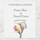 水エレガント色カラリライロマンチックフローラ ワインラベル (シングルラベル)