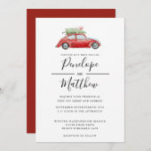 水エレガント色カー素朴クリスマ結婚ス 招待状 (正面/裏面)