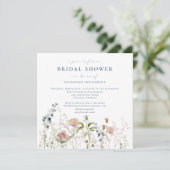 水エレガント色ガーデンフラワーズブライダルシャワー 招待状 (スタンド正面)