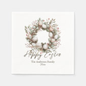 水エレガント色ガーランドエッグイースター スタンダードカクテルナプキン (正面)