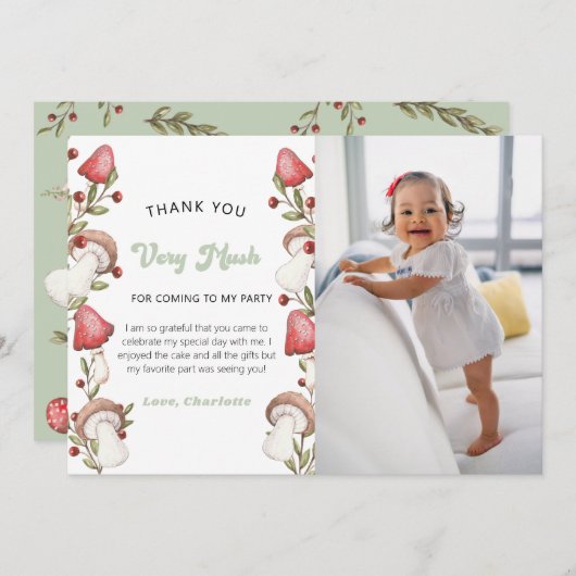 水エレガント色キノコ樹林写真 サンキューカード (正面/裏面)