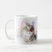 水エレガント色キャットポートレート大好きキャッツ コーヒーマグカップ (左)